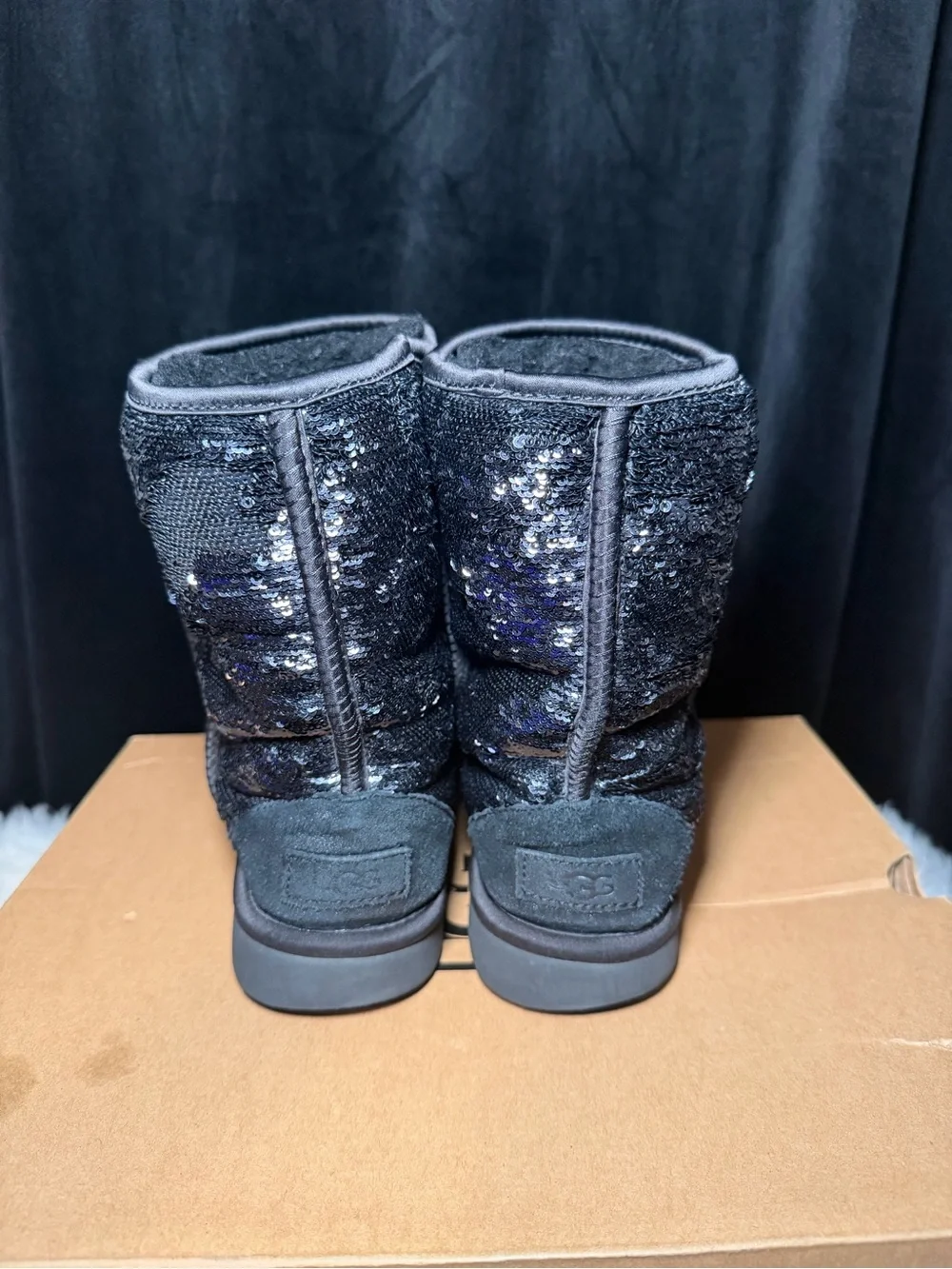 UGG Classic Short Black Sequin Boots - Picture 5 of 11